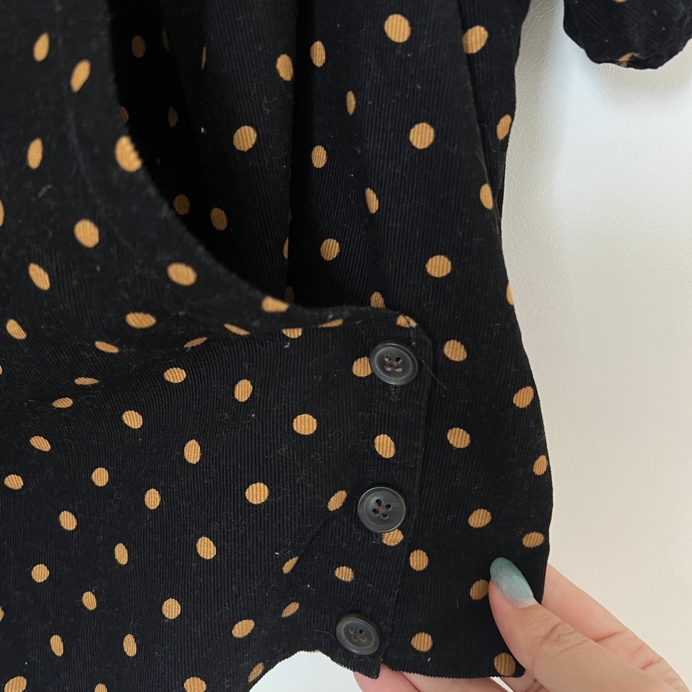 Madewell Black Polka Dot Puff-Sleeve Wrap Crop Top - Picture 5 of 7